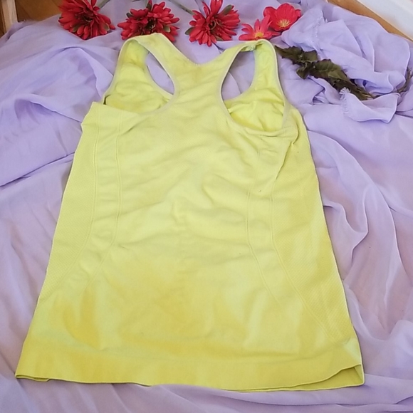 Women's Neon Yellow Racerback Work-Out Tank - Picture 3 of 5
